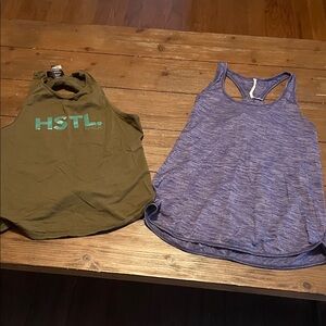 Women's Olive Green and Purple Tank Tops